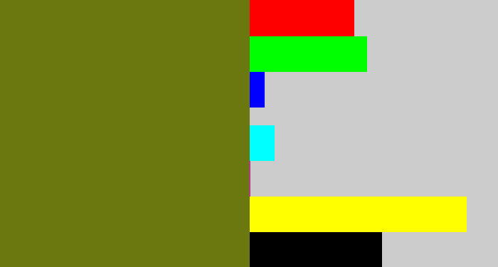 Hex color #6b770f - murky green