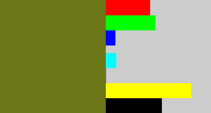 Hex color #6b7717 - murky green