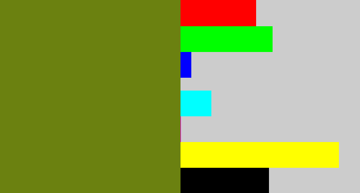 Hex color #6b8110 - murky green