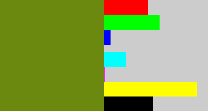 Hex color #6b880f - murky green