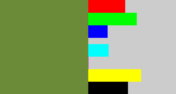 Hex color #6b8b38 - moss green