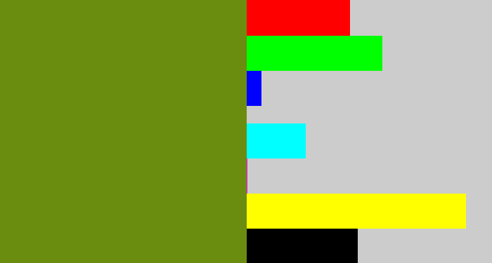 Hex color #6b8d0f - dark yellow green