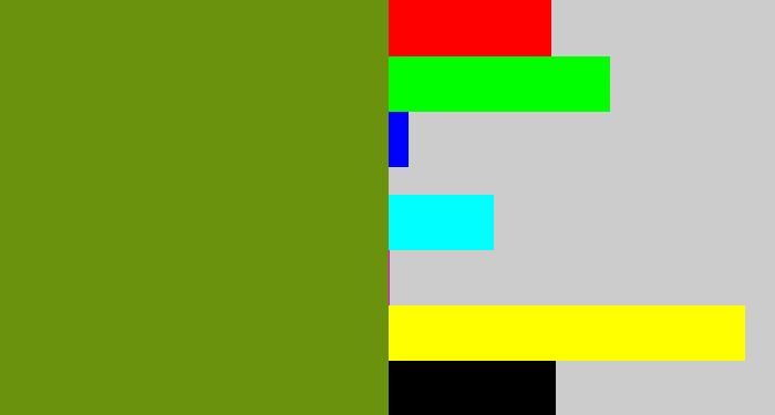 Hex color #6b920c - dark yellow green