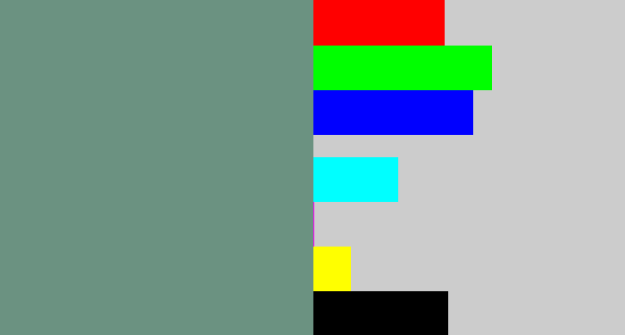 Hex color #6b9281 - grey teal