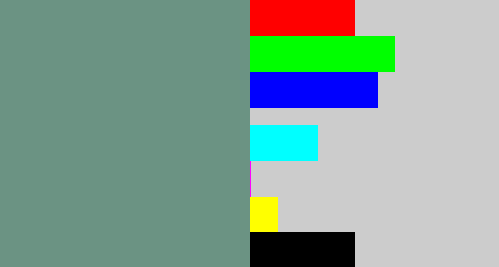 Hex color #6b9383 - grey teal