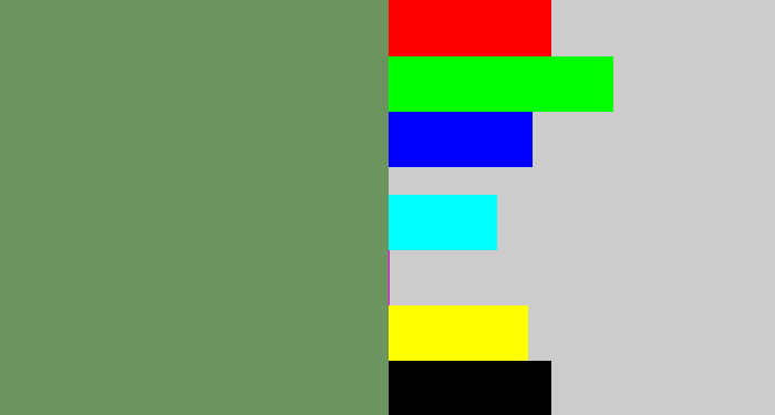Hex color #6b945f - moss