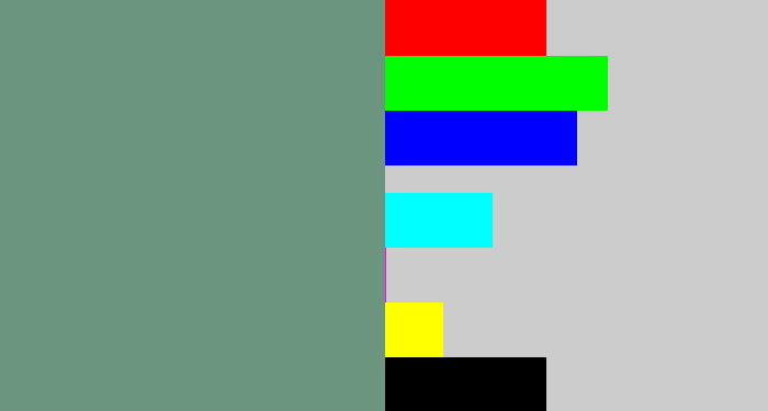 Hex color #6b957f - grey teal