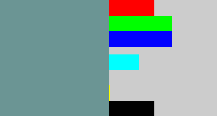 Hex color #6b9594 - greyish teal