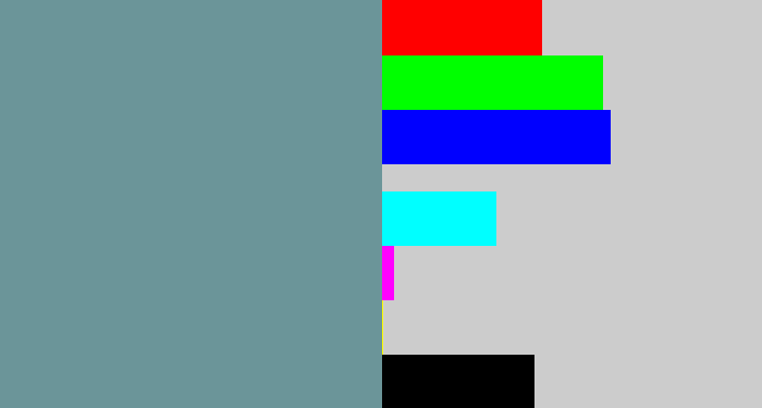 Hex color #6b9599 - bluish grey
