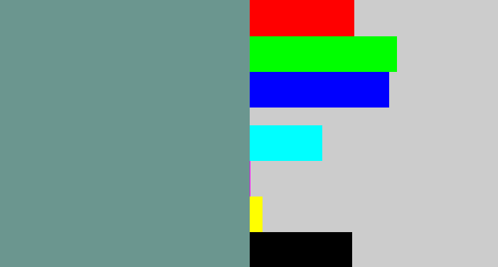 Hex color #6b968f - greyish teal