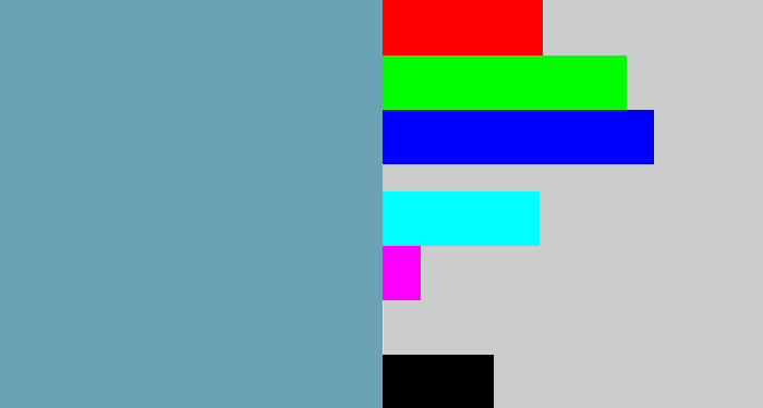 Hex color #6ba3b5 - greyblue