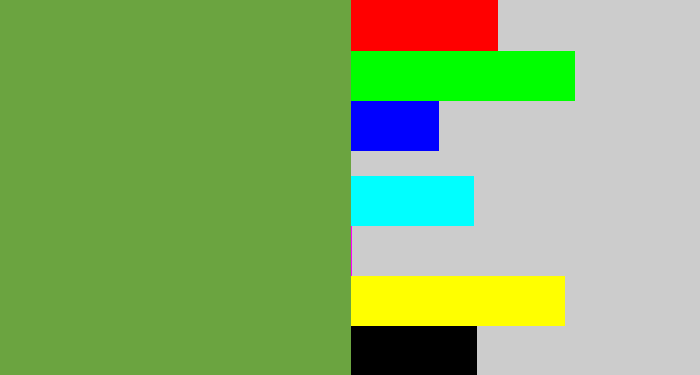 Hex color #6ba440 - flat green