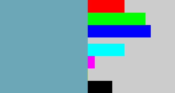 Hex color #6ba8b7 - greyblue