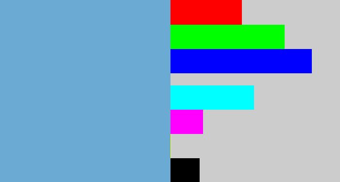 Hex color #6baad3 - greyblue