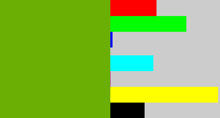 Hex color #6baf04 - kermit green