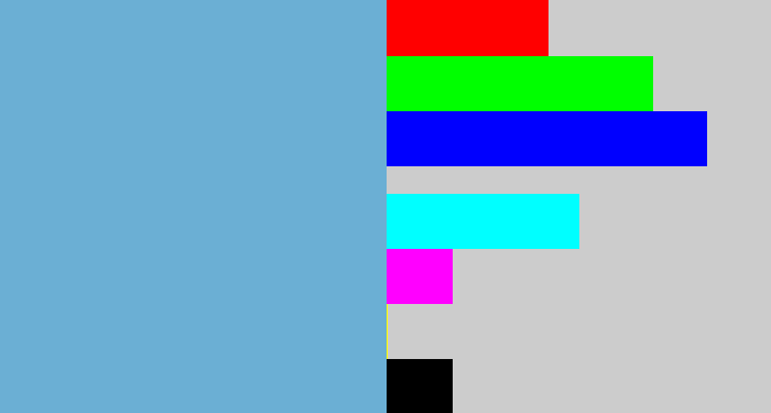 Hex color #6bafd4 - greyblue