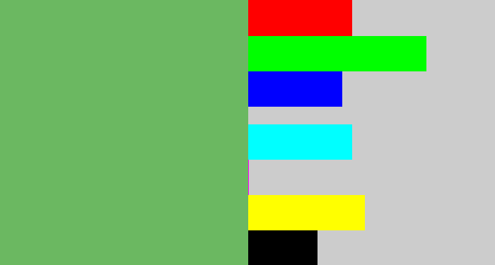 Hex color #6bb861 - boring green
