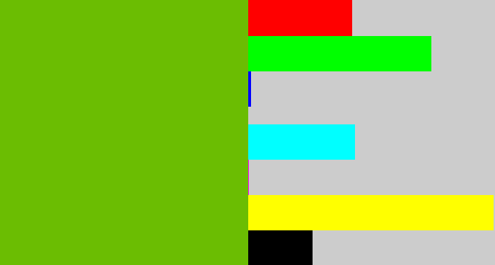 Hex color #6bbd02 - kermit green