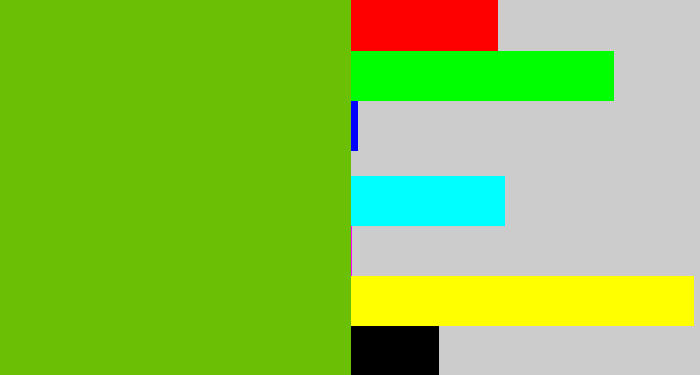 Hex color #6bbf04 - dark lime green