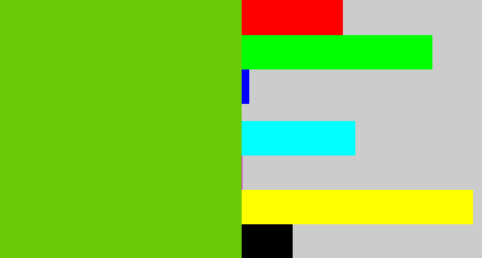 Hex color #6bca08 - frog green