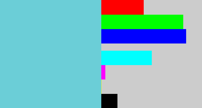 Hex color #6bced7 - lightblue