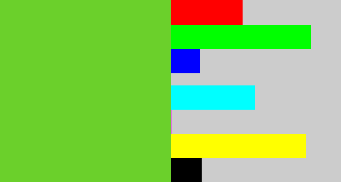 Hex color #6bd02b - apple green