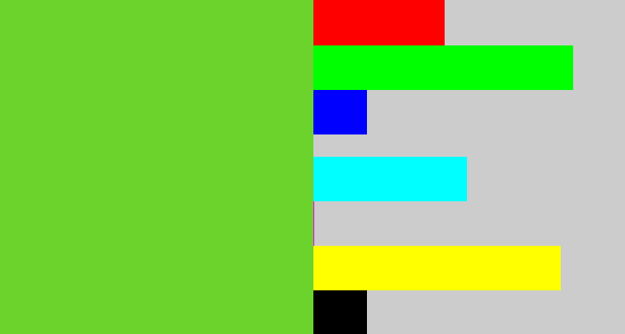 Hex color #6bd32c - apple green