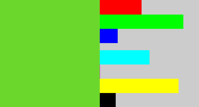 Hex color #6bd72d - toxic green