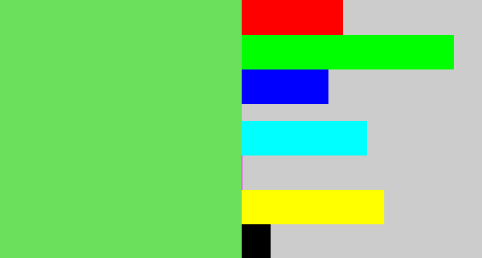 Hex color #6be05c - lightish green