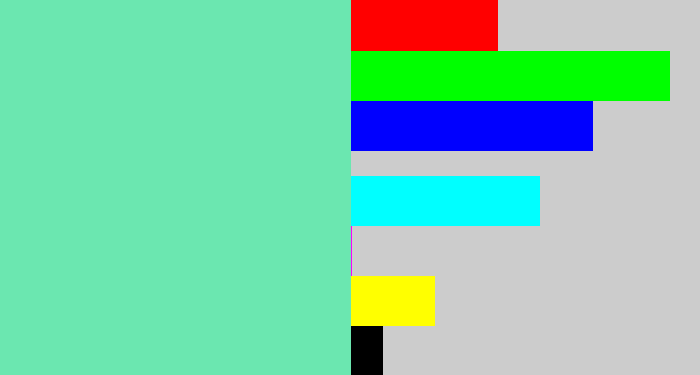 Hex color #6be7b0 - light greenish blue