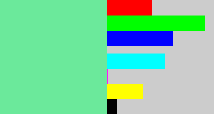 Hex color #6be99b - light bluish green
