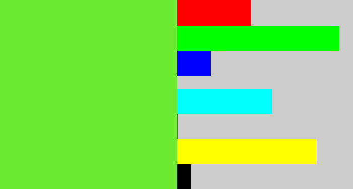 Hex color #6bea30 - toxic green