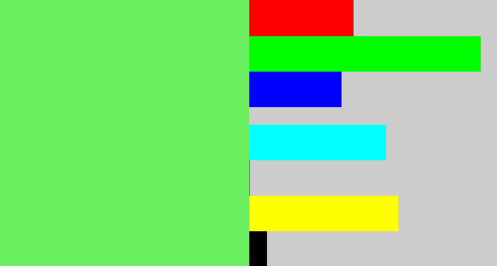 Hex color #6bee5f - lightish green