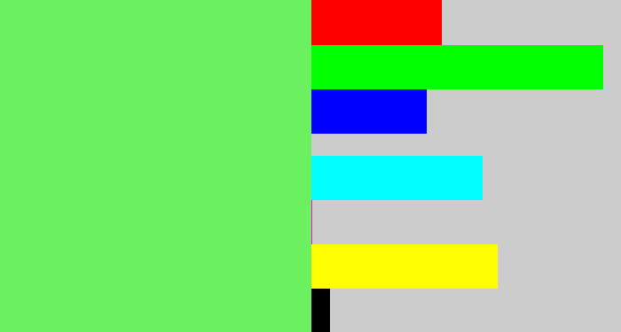 Hex color #6bf05f - lighter green