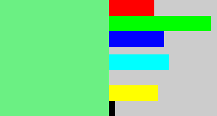 Hex color #6bf083 - lightgreen