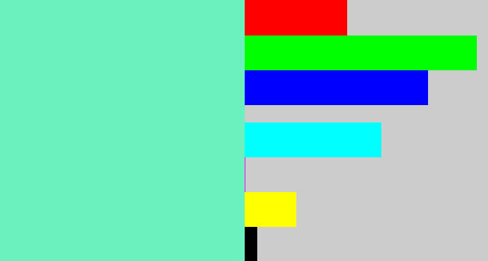 Hex color #6bf1be - light greenish blue