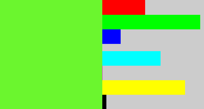 Hex color #6bf62e - toxic green