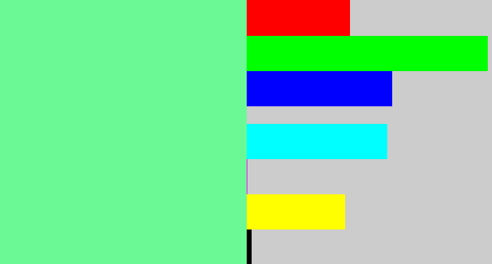 Hex color #6bf996 - light bluish green