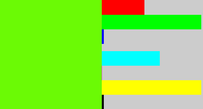 Hex color #6bfa05 - bright lime green