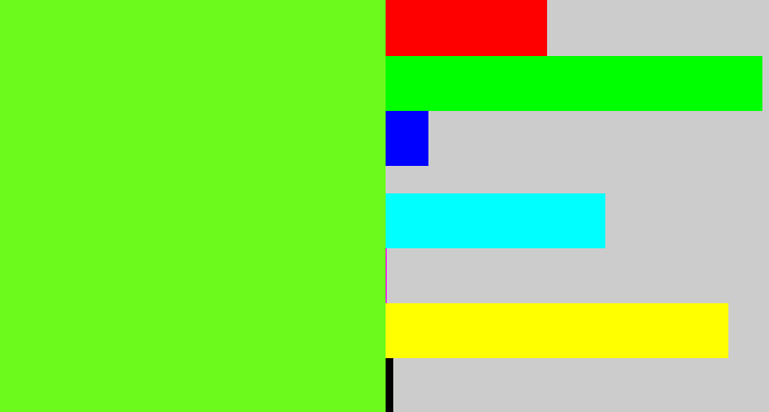 Hex color #6bfa1c - bright lime green