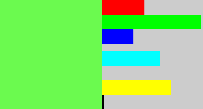 Hex color #6bfa4f - lighter green
