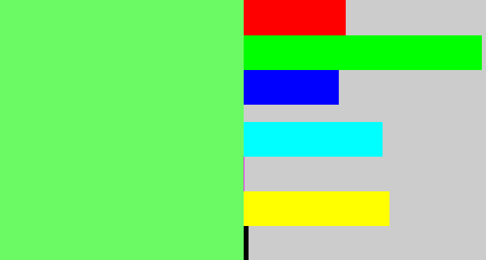 Hex color #6bfa64 - lighter green