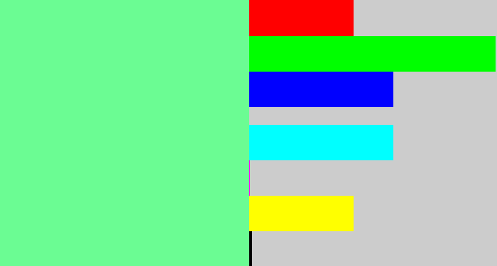 Hex color #6bfc93 - light bluish green
