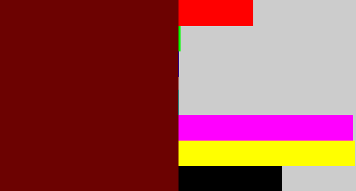Hex color #6c0201 - blood