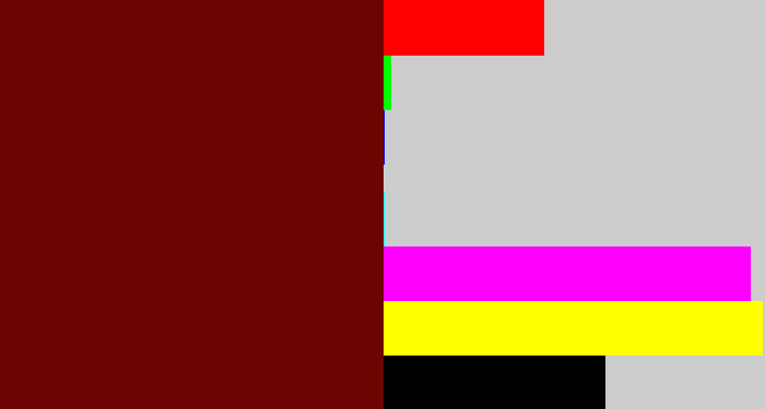 Hex color #6c0401 - blood