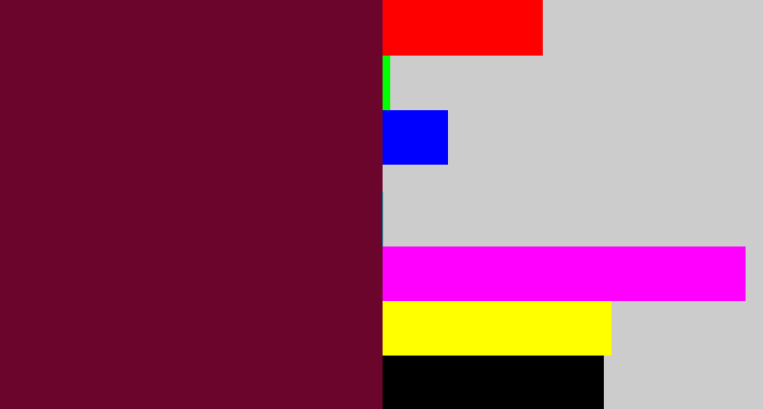 Hex color #6c052b - maroon