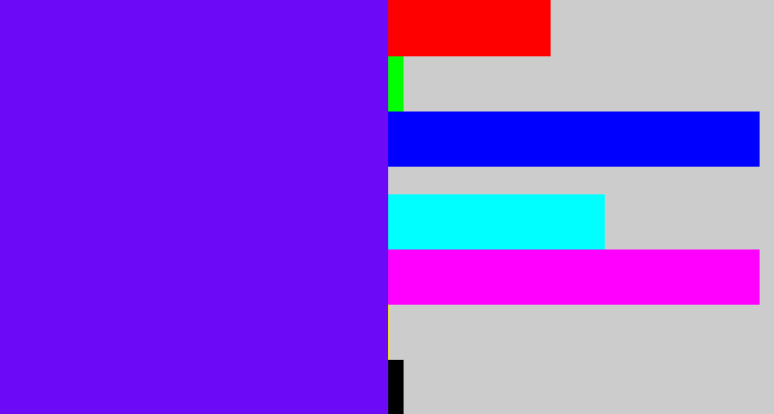 Hex color #6c09f6 - blue/purple