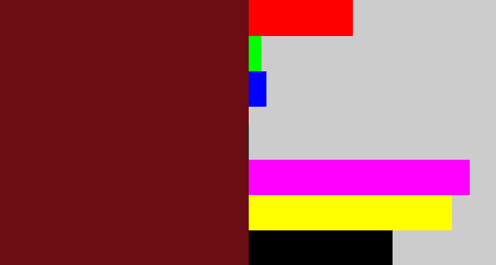 Hex color #6c0c13 - claret
