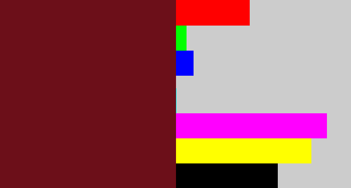 Hex color #6c0f19 - claret
