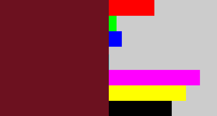Hex color #6c111f - maroon